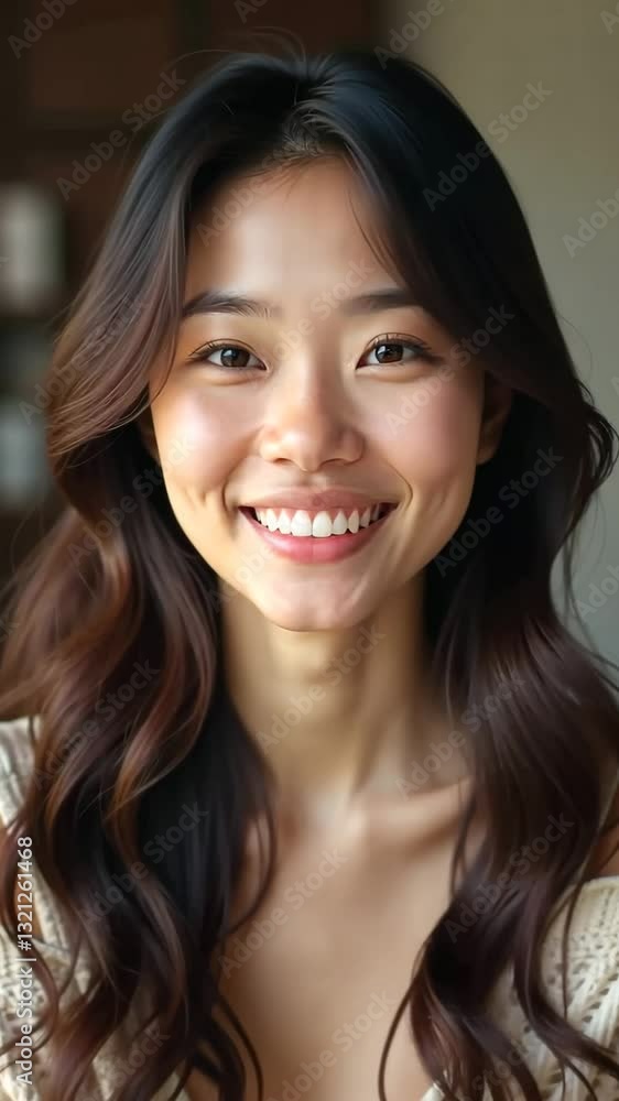 Closeup portrait of smiling young asian woman Closeup portrait of smiling young asian woman