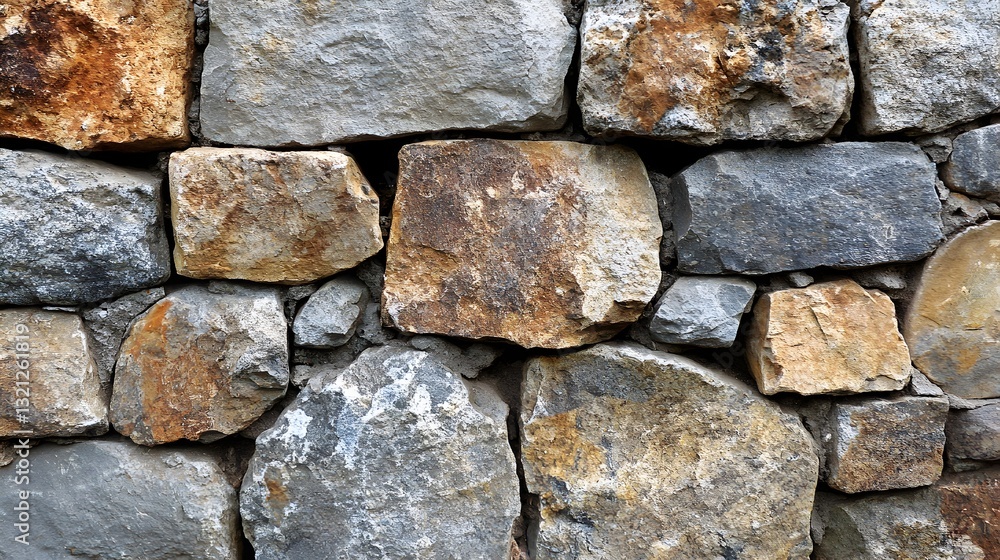 Rustic stone wall featuring a classic clock embellishing the surface with unique texture and timeless design elements Rustic stone wall featuring a classic clock embellishing the surface with unique texture and timeless design elements