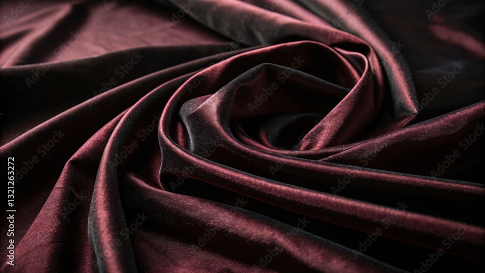 Obraz premium Luxurious Burgundy Velvet Fabric with Dramatic Lighting and Elegant Drapery - Close-up Fashion Photography