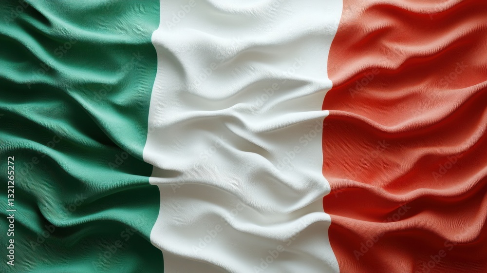 Closeup View of the Italian Flag Draped and Folded with Vibrant Colors Closeup View of the Italian Flag Draped and Folded with Vibrant Colors