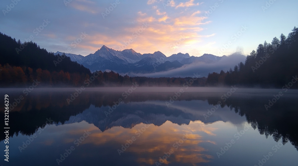 A stunning sunrise at Jasna Lake in Triglav National Park, Slovenia, reflecting autumn’s beauty with the Alps in the background A stunning sunrise at Jasna Lake in Triglav National Park, Slovenia, reflecting autumn’s beauty with the Alps in the background