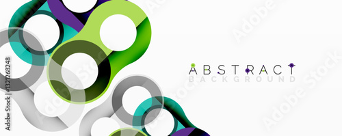 Abstract composition with intertwined circular and tubular forms creating fluid structure with gradients, depth, and sharp contrasts