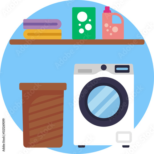 Laundry Room: A designated area in a home for handling laundry tasks, featuring a washing machine and dryer.