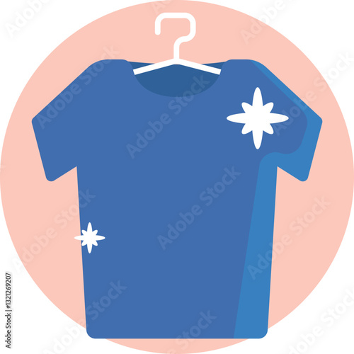 Clothes suspended on a hanger or wire to dry.
