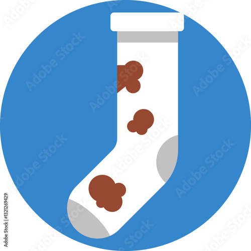 A pair of worn socks with visible dirt marks, representing laundry that needs to be cleaned.