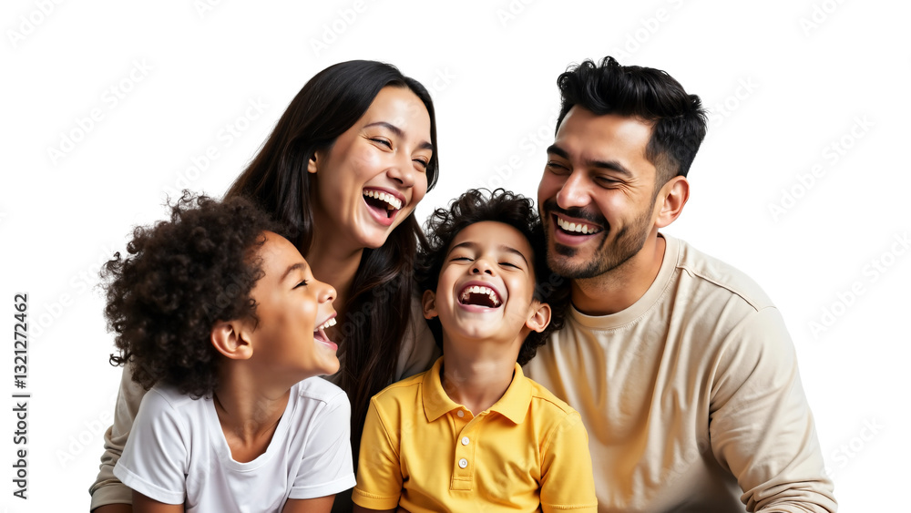 Joyful Family Portrait with Smiling Parents and Children Isolated on Transparent Background for Family-Themed Projects Joyful Family Portrait with Smiling Parents and Children Isolated on Transparent Background for Family-Themed Projects