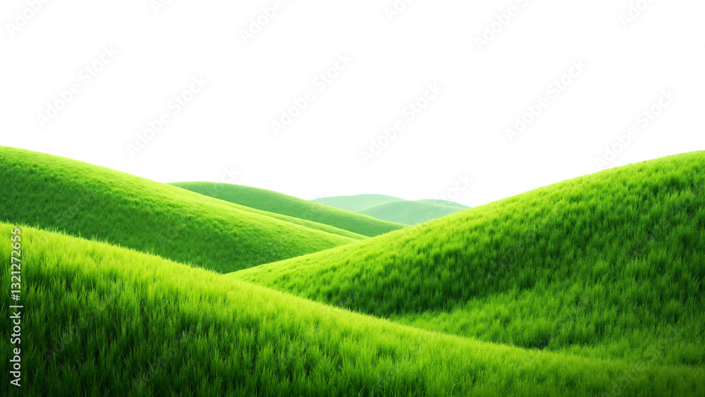 Serene Rolling Hills Covered in Lush Green Grass Isolated on Transparent Background for Nature and Landscape Use Serene Rolling Hills Covered in Lush Green Grass Isolated on Transparent Background for Nature and Landscape Use