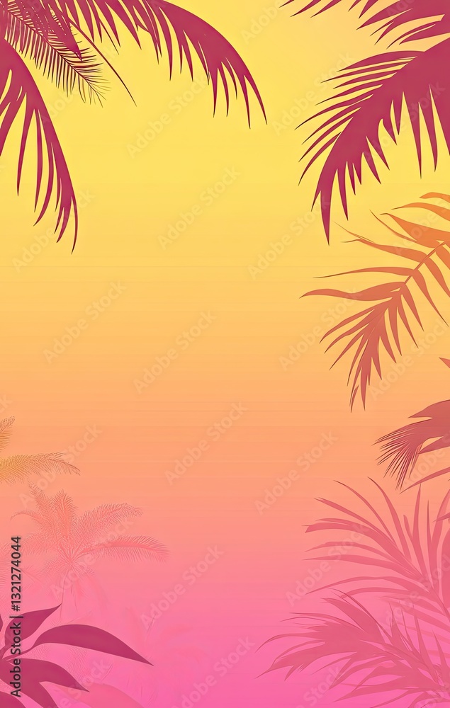 Naklejka premium Tropical Sunset Palm Leaves