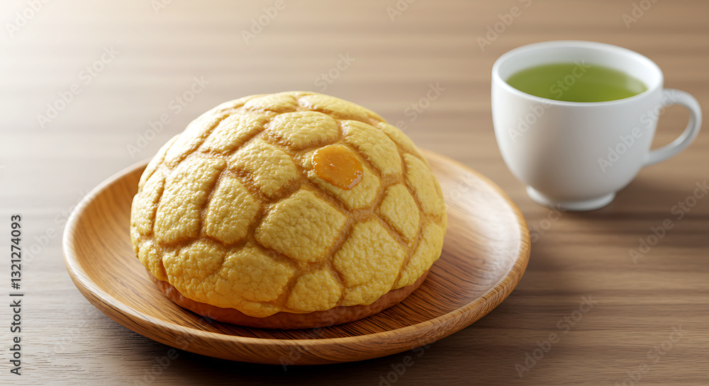 Japanese melon pan with a sweet, crispy crust Japanese melon pan with a sweet, crispy crust