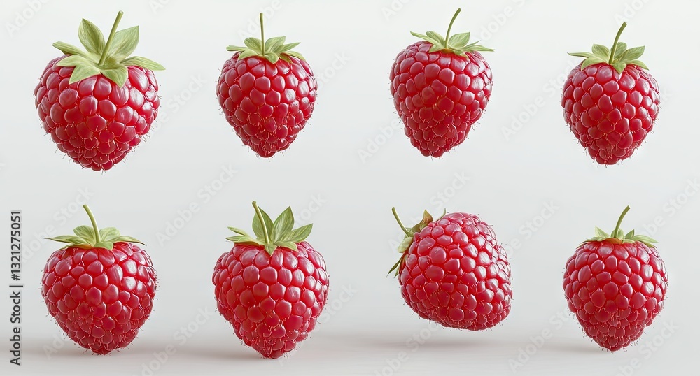 Fresh raspberries in various angles Fresh raspberries in various angles