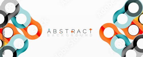 Abstract geometric pattern with interlocking circular and tubular shapes featuring smooth gradients, sharp contrasts, and dynamic layering
