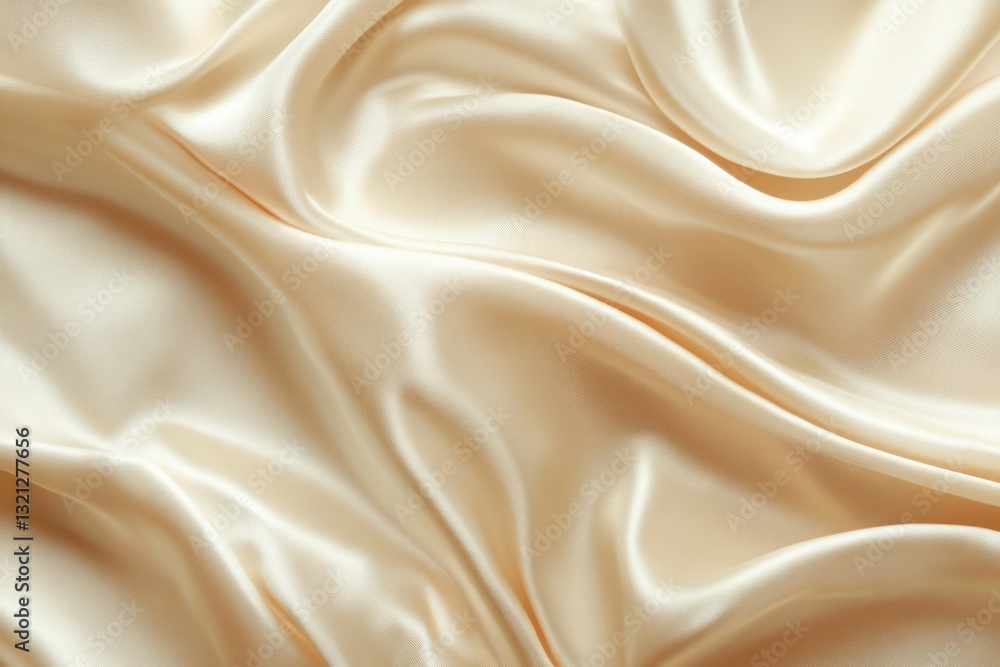 Obraz premium Luxurious beige silk fabric with smooth folds. Artificial Intelligence
