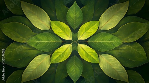 A beautiful green leaf pattern showcasing natural designs and intricate textural details with copy space for use