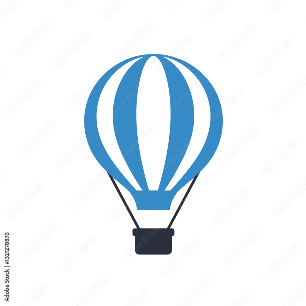 Hot air balloon soaring through the sky in minimal flat design vector art Hot air balloon soaring through the sky in minimal flat design vector art