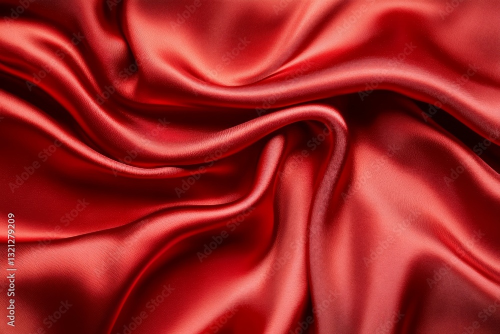 Obraz premium Luxurious red fabric with soft folds in close-up. Artificial Intelligence