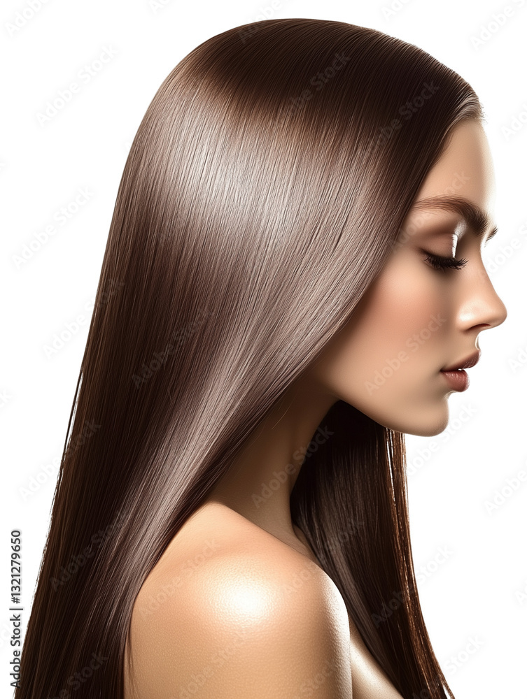 Naklejka premium Beautiful woman with long, healthy dark hair