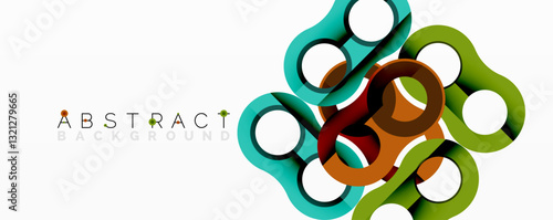 Abstract geometric pattern with interlocking circular and tubular shapes featuring smooth gradients, sharp contrasts, and dynamic layering