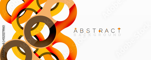 Abstract geometric pattern with interlocking circular and tubular shapes featuring smooth gradients, sharp contrasts, and dynamic layering