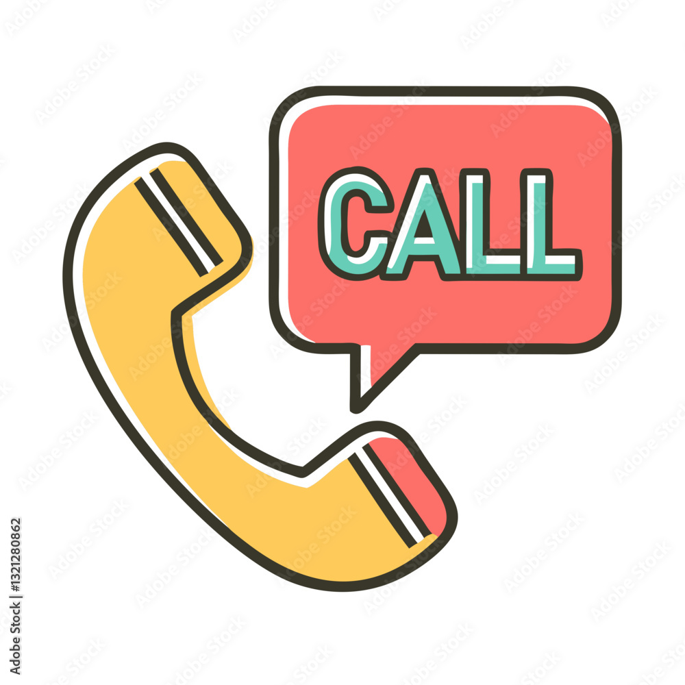 Call Icon with Speech Bubble in Bright Colors Call Icon with Speech Bubble in Bright Colors