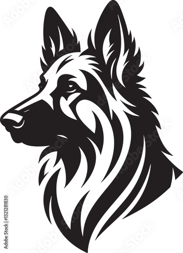  German Shepherd Dog Head Vector Outline Illustration