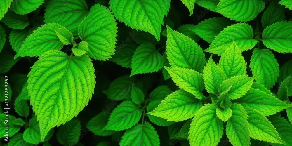 Vibrant green leaves, lush texture, intricate details, texture, twigs Vibrant green leaves, lush texture, intricate details, texture, twigs