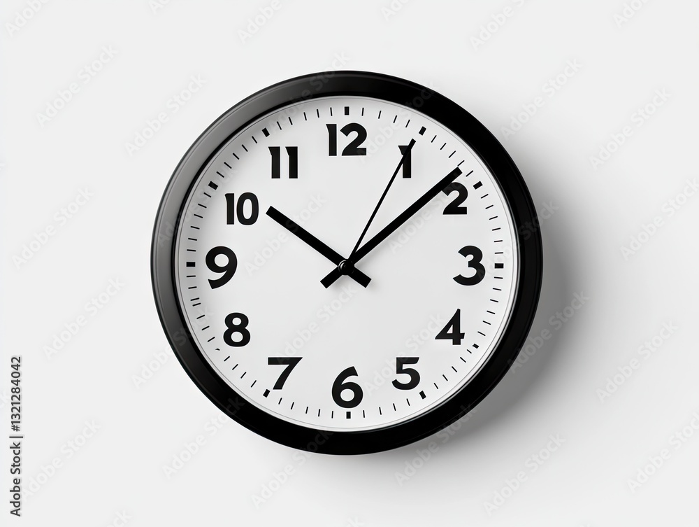Classic wall clock, black frame, white face Classic wall clock, black frame, white face
