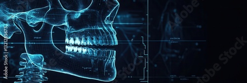 Innovative jawbone implant blueprint showcasing detailed x-ray skeletal structures and precise dental imaging
