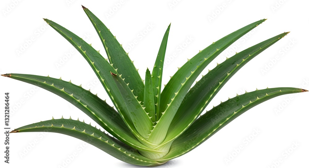 Close Up of Green Aloe Vera Plant on a White Background Close Up of Green Aloe Vera Plant on a White Background