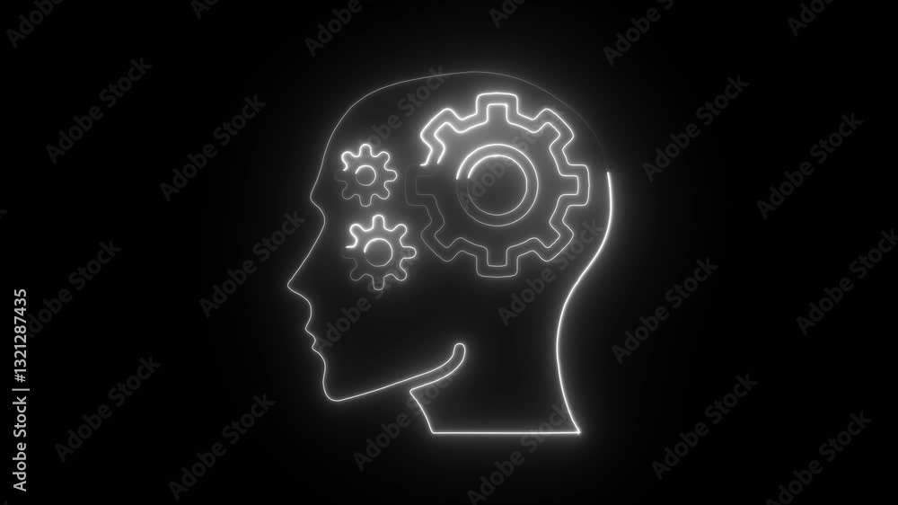 Glowing neon thought, icon isolated on black background. HD Video motion graphic animation Glowing neon thought, icon isolated on black background. HD Video motion graphic animation