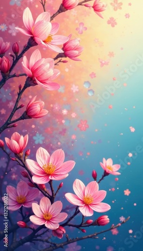 Vibrant abstract swirls, pastel hues Spring blossoms implied , image, color, green