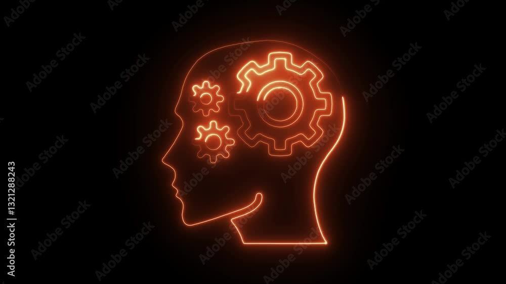 Glowing neon thought, icon isolated on black background. HD Video motion graphic animation Glowing neon thought, icon isolated on black background. HD Video motion graphic animation