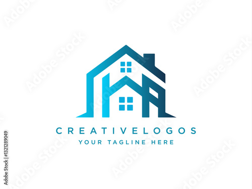 Home logo vector, home logo design, home logo png, royal blue sky blue home logo, home logo template, house logo design