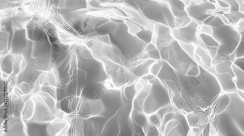 Realistic water surface overlay. Transparent background with detailed ripples and caustic light effects on a water surface. PNG file.