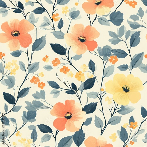Wallpaper Mural Seamless decorative and beautiful flowers for spring time pattern Torontodigital.ca