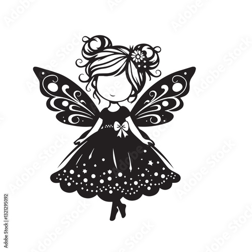 Fairy Silhouette vector silhouette. Cute fairy logo, icon design.