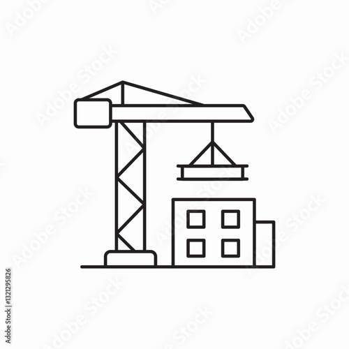 Construction crane building site icon vector sign