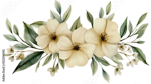 Wallpaper Mural bouquet of white flowers isolated on white background Torontodigital.ca