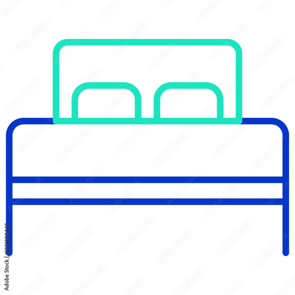 Double Bed outline dual color icon Double Bed outline dual color icon