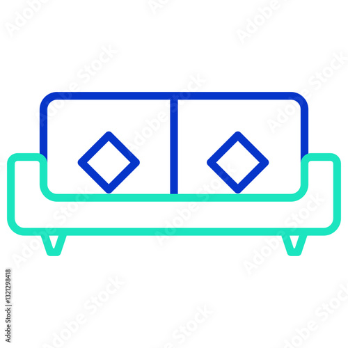 Divan bed outline dual color icon
