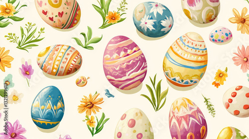 Easter decorations with a smooth design. Easter decorations from Vtctor.Background and components 