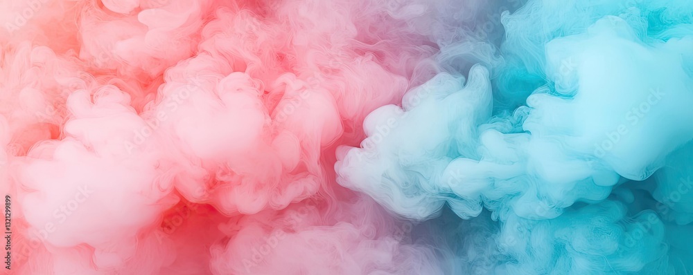 Fototapeta premium Aerial landscape abstract background idea. Colorful smoke textures in pink and blue for creative background designs.