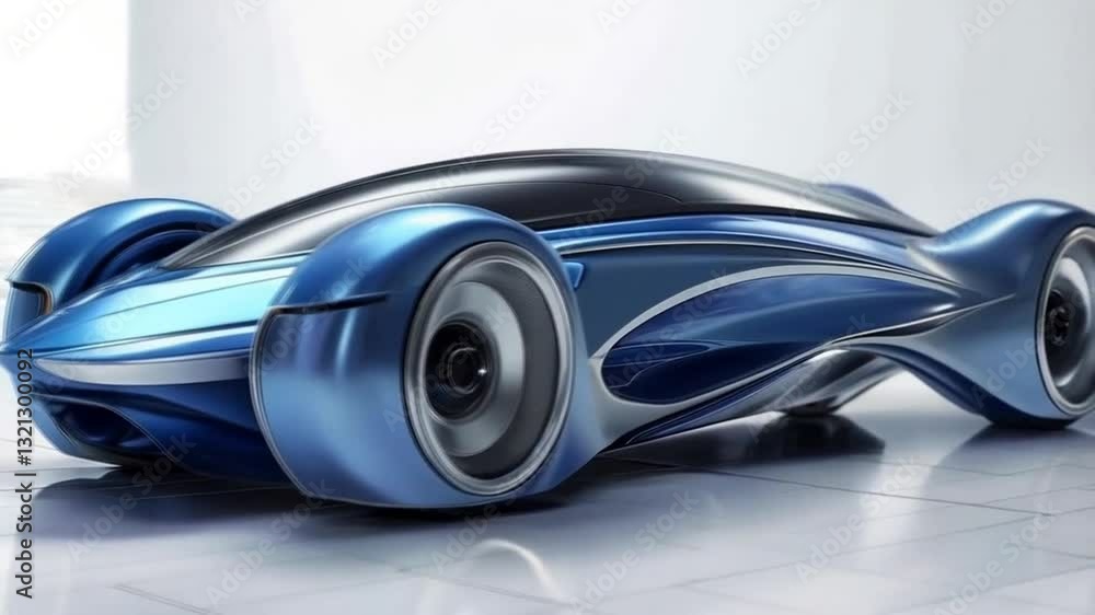 Futuristic Blue Concept Car with Aerodynamic Design, smooth repeating motion for background video animation Futuristic Blue Concept Car with Aerodynamic Design, smooth repeating motion for background video animation
