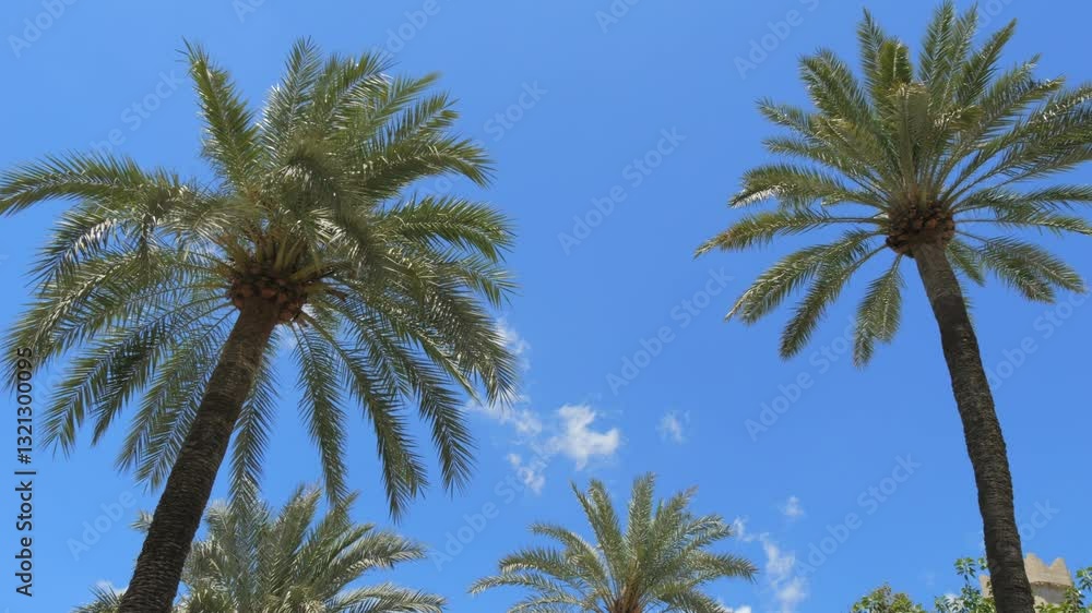 Towering Palm Trees Under a Clear Blue Sky Towering Palm Trees Under a Clear Blue Sky