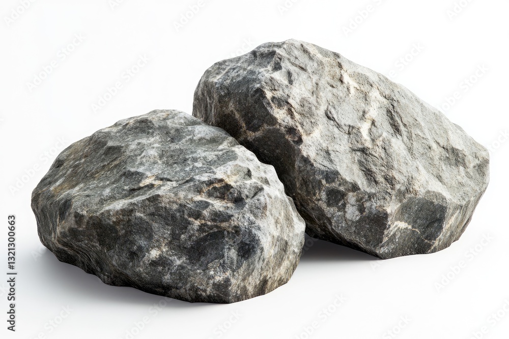 Two gray rocks on white background Two gray rocks on white background