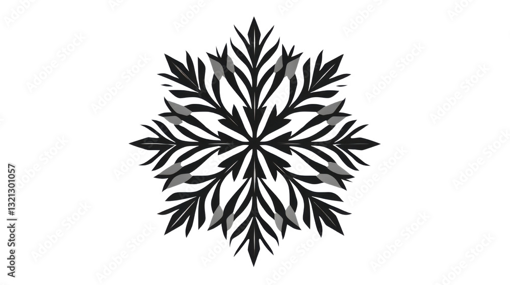 Fototapeta premium black and white snowflake isolated on white background