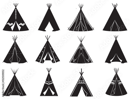 TEEPEE SILHOUETTE WHITE BACKGROUND