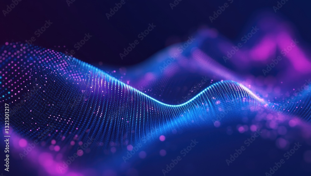 custom made wallpaper toronto digitalAbstract digital wave. Data points form a mesmerizing wave pattern with a gradient of purple and blue. Intricate details
