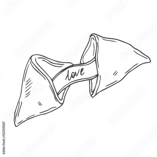 Sketch style fortune cookie set. Vector illustration.