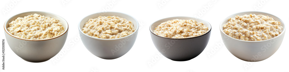 Closeup of Appetizing Homemade Oatmeal Porridge Bowls Filled with Healthy Wholesome Grains and Ingredients Nutritious and Comforting Breakfast or Snack Closeup of Appetizing Homemade Oatmeal Porridge Bowls Filled with Healthy Wholesome Grains and Ingredients Nutritious and Comforting Breakfast or Snack