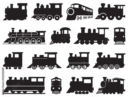 TRAIN ENGINE SILHOUETTE WHITE BACKGROUND